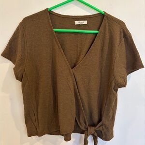 Madewell Brown Tie-Front Blouse